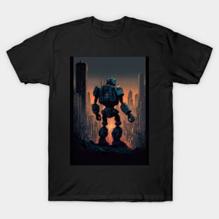 Giant futuristic robot attacking the city T-Shirt